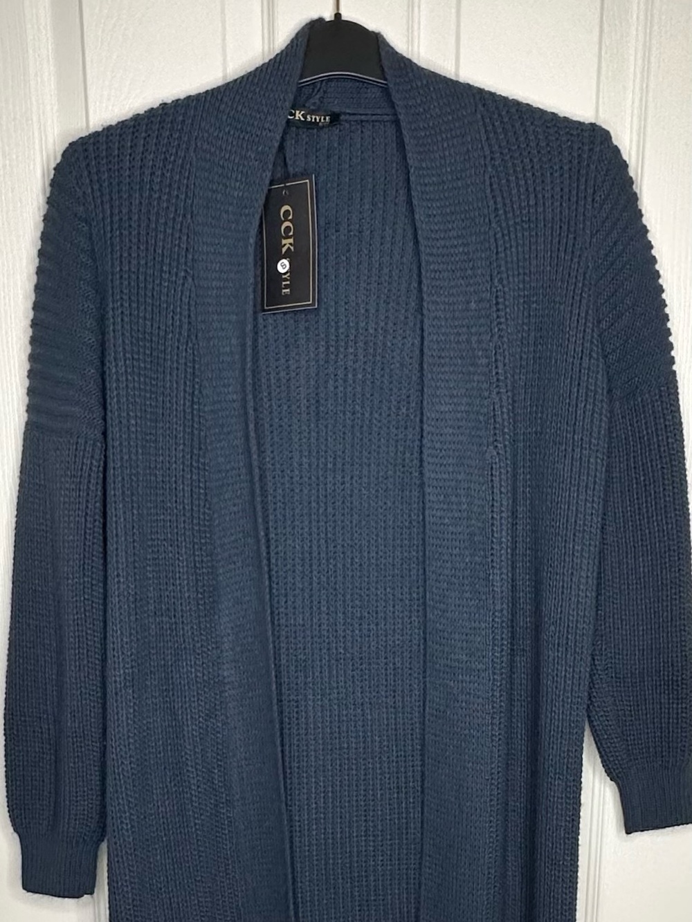 51inch Long Womens Oversized Knit Cardigan Sweater in Blue heavy loungewear